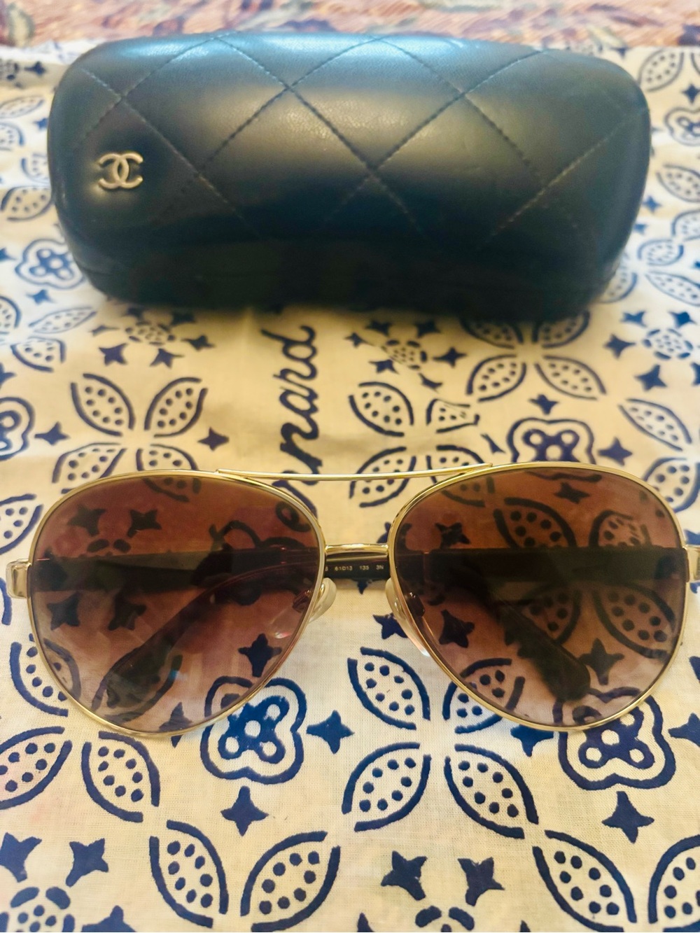 CHANEL Gold Frame Sunglasses in Gold/ Brown Gradient